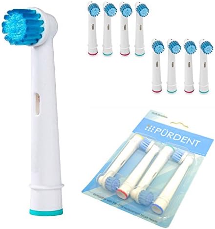 Purdent Electric Tooth Brush Heads Generic Replacement Braun Oral B Soft Bristle SENSITIVE 8pcs