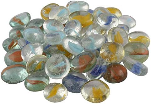 Amazing Stones Half Round Vase Fillers Flower Pattern Glass Pebbles for Garden and Living Room Decor, Transparent, 2 kg