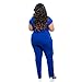 eShow Women's V-neck Plus Size Bandage Straight Jumpsuit Rompers (XXX-Large, Blue)