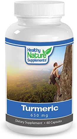 Healthy Nature Supplements 95% Natural Turmeric Curcuma Longa 650mg, Anti Inflammatory Pain Relief, Weight Loss, 60 Veggie Caps