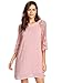 MAKEMECHIC Women's Casual Crewneck Half Sleeve Summer Chiffon Tunic Dress Pink S