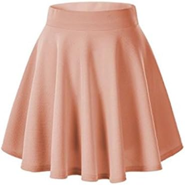 (Cyber Monday Sale) Girls Basic Solid Versatile Stretchy Elastic Waist Flared Casual Mini Skater Skirt
