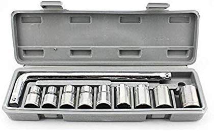 JUST FOLLOW Dtools Iron Heavy Socket Wrench (Chrome, Standard Size) - Set of 10 Pieces