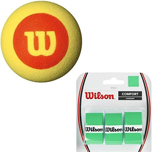 (1) 3-Pack of Wilson US Open Red Foam Starter Tennis Balls Starter Kit or Set Bundled with (1) 3-Pack of Wilson Pro Overgrips and Dampeners (Great Stocking Stuffers)