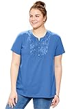 Women's Plus Size Top In Soft Knit With Eyelet Embroidery