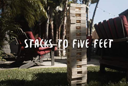 RYG Giant Wooden Toppling Tower, Large Tumbling Timbers Blocks, Wood Stacking Yard Game Jumbo Backyard Set with Carrying Case
