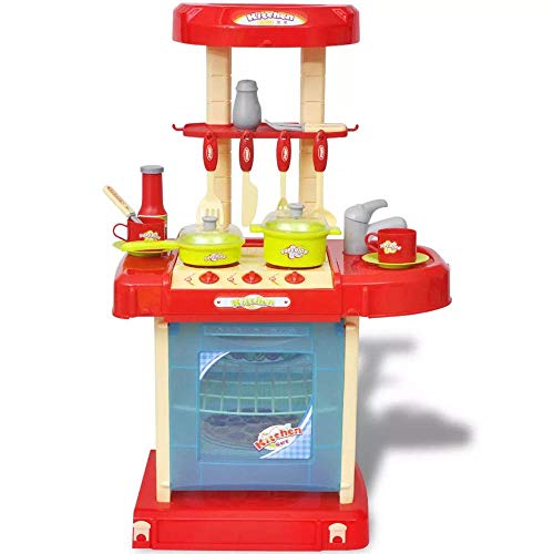 Autoshoppingcenter Spielküche Kinderküche mit Licht und Sound, Kinderküchen-Spielset mit Kochgeschirr Little Chef Kinder…