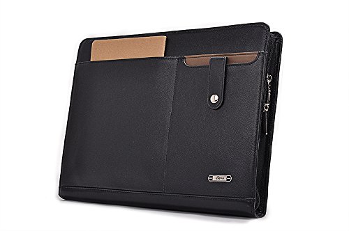 Design Leather Organizer Portfolio for A4 Notepad and 13 inch MacBook,Black - Thumbnail 2
