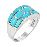 925 Sterling Silver Ring with Genuine Turquoise Sizes 5 to 12
