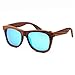 Real Solid Handmade Zebra Wood Wooden Sunglasses for Men & Women, Polarized Lenses (Ice Blue Lens)