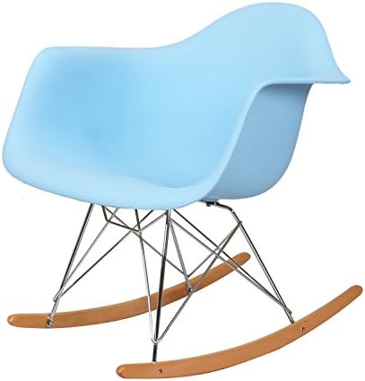 Asense Eames Mid Century Modern Minimalistic Clean Line Rocking Chair (A Set of Two) (Blue)