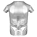 YiZYiF Sexy Men's Leather Look PVC Underwear Clubwear T-Shirt Xmas Dance Top Silver Medium
