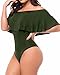 Dasbayla Women's Short Sleeve Romper One-Piece Bandage Ruffle Tops Bodysuits Leotard XL