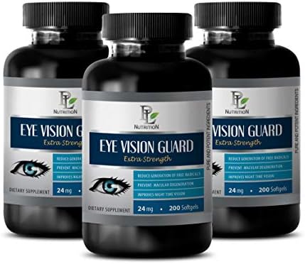 Eye Vitamins with Lutein & zeaxanthin - Eye Vision Guard Extra Strength Dietary Supplement - Bilberry Pills for Eyes - 3 Bottles 180 Softgels