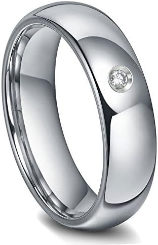 Tungsten Carbide 6MM Diamond Dome Wedding Band Sz 9.5