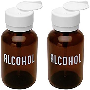 Menda 35608 Glass/Polypropylene/Steel/Low-Density Polyethylene/Ldpe Dispensing Bottle, Lasting-Touch, Imprinted 'Alcohol', Amber Round Glass 8 oz, 8 fl. oz. Capacity (Тwo Рack)