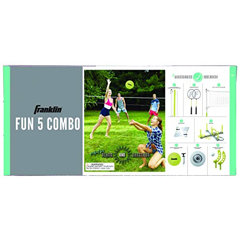 Franklin Sports Fun 5 Combo Set - Badminton - Volleyball - Ring Toss - Flip Toss - Flying Disc