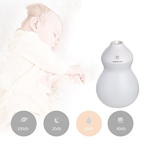400ml Colorful Mini Humidifier USB Charging Powered Gourd Shaped Portable Aroma Diffuser Innovative Air Purifier for Baby Room Living Room Studying Yoga Office Spa(White Charging Model) - Thumbnail 5