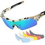 Polarized Sports Sunglasses with 6 Interchangeable Lenses for Golf