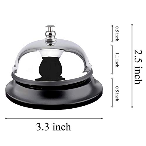 Big Call Bells, 3.38 Inch Diameter, Chrome Finish, All-Metal Construction, Desk Bell Service Bell for Hotels, Schools, Restaurants, Reception Areas, Hospitals, Warehouses(Silver) - Thumbnail 4