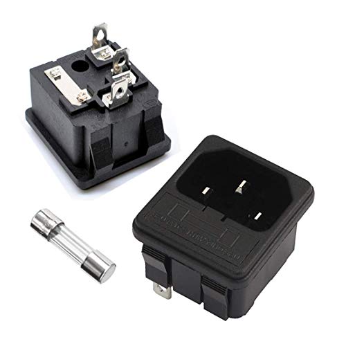 Oiyagai 5pcs AC250V/10A IEC320 C14 Male 3 Terminals Power Inlet Socket with Fuse Holder