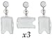 Metal Badge Reel & ID Holders Rigid Retractable Plastic Horizontal and Vertical Two Sided Clear Name Tags Case, 3 Sets Pair, Multi Card Labels Credit Holder Extension for Employees RN Wallet Key Ring