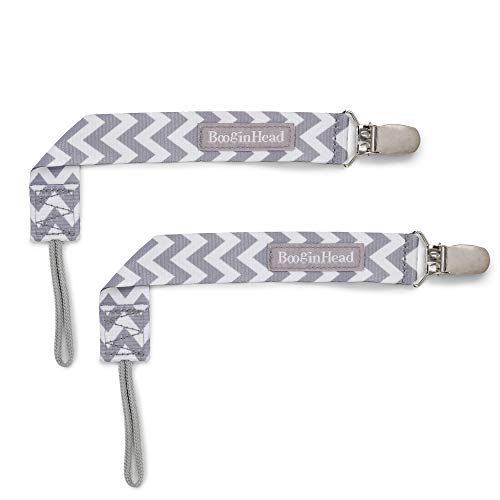 BooginHead Baby Newborn PaciGrip Pacifier Clip, Holder, Toy, Teether, Soothie, Universal Loop Girl, Boy, Gray Chevron, 2 Pack - Thumbnail 5