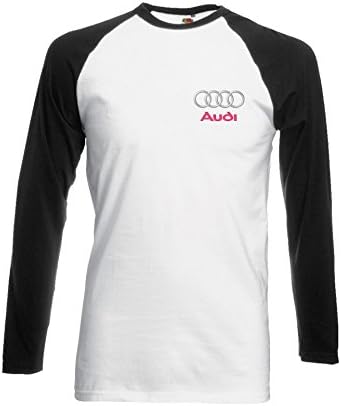 PatPat Store Audi Logo S R8 Line Pocket Print Novelty Black/White Men Women Unisex Long Sleeve Baseball T Shirt