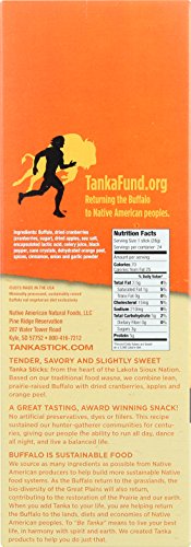 Bison Pemmican Meat Stick with Buffalo & Cranberries by Tanka, Gluten Free, Beef Jerky Alternative, Apple Orange Peel, 1 Oz, Pack of 24