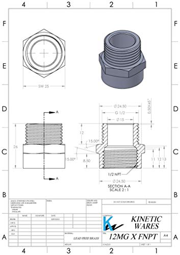 G Thread (BSP) to NPT (US Thread) Pipe Fitting Adapter with G Thread Bonded Washer Seal Included 1/2" MG x 1/2" FNPT 2 Pieces - Thumbnail 6
