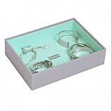 Stackers Dove Gray & Mint Green Classic Deep Open section jewelry box