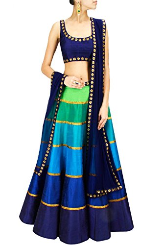 Binny Creation Women's Embroidered Silk Lehenga Choli
