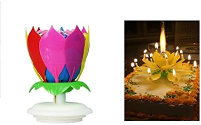 2 Birthday Candles - (1) Rainbow Lotus Birthday Candle and (1) Other Exciting Birthday Candle (1 RB 1 YELLOW)