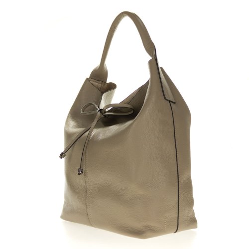 Gianni Chiarini Italian Made Taupe Pebbled Leather Oversize Slouchy Hobo Bag