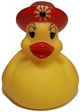 Rubber Ducks Family Lady Bonnet Rubber Duck, Waddlers Brand Toy Bathtub Rubber Duck Lady on Red Bonnett Hat That Floats Upright, All Depts. Gift Rubber Ducky Birthday, Ladies & Mother's Day