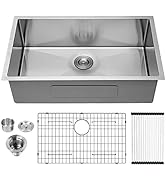 Lordear 32 Inch Undermount Kitchen Sink 16 Gauge Deep Single Bowl R10 Tight Radius Stainless Stee...
