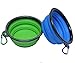 Sabuy Collapsible Dog Cat Travel Bowl, Pet Pop-Up Food Water Feeder Foldable Bowls With Carabiner Clip, Blue/Green, Set Of 2