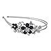 Lux Accessories SilverTone Crystal Rhinestone Black Glitter Flower Coil Headband