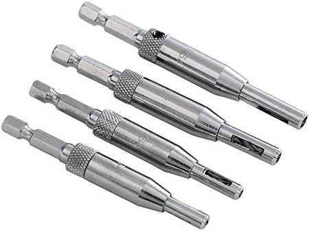 4PCs HSS Hex Shank Door Self-centering Hinge Hole Opening Drill Bit Set Twist Wood Bit 5/64'' 7/64'' 9/64'' 11/64'' Door Cabinet Pilot Holes Drilling Tools (4pcs)