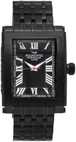 AquaSwiss64GS006 Tanc Black and Gold Color Case Black Metal Band Watch