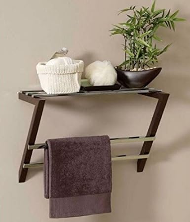 Evea Wand Montiert Handtuchhalter Chrom Dunkles Holz Badezimmer Metall Regal Allibert Amazon De Kuche Haushalt