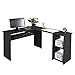 Fineboard L-Shaped Office Corner Desk 2 Side Shelves