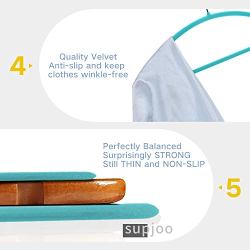 image for SUPJOO Premium Velvet Hangers - No Shoulder Bumps Suit Hangers with Ch