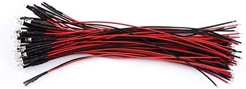 50Pcs Pre Wired DC 9-12V 3mm 5mm 10mm LED Light Diodes Bulb Lamp for DIY Manual Model Toy Decoration - White&Red&Blue&Green(3mm -White)