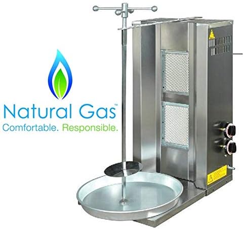 PROFESSIONAL FULL SET Meat Capacity 25 kg /55 lbs. 2 BURNER NATURAL GAS Rotating Spinning Vertical Broiler Shawarma Gyro Doner Grill Kebab Tacos Al Pastor Machine Commercial industrial or for Home use