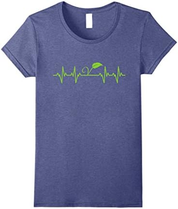Womens Vegan Heartbeat T-Shirt Small Heather Blue