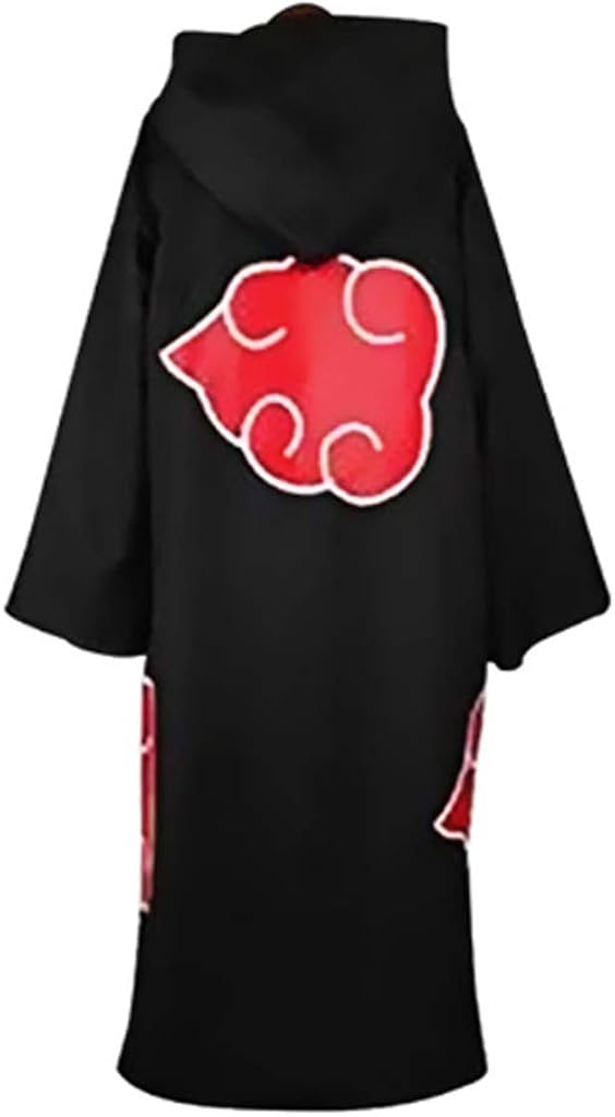 DUNHAO COS Unisex Halloween Akatsuki Cosplay Cloak Naruto Akatsuki Organization Members Cloak Ninja Robe Hooded