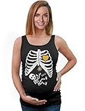 TeeStars - Pregnant Skeleton Baby Halloween Xray Maternity Tank Top Tunic Small Black