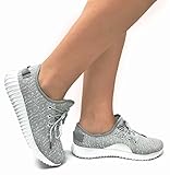The Collection Jill Womens Athletic Shoes Casual Fashion Breathable Sports Sneakers, Grey White, 8.5