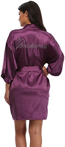 The Bund Women's Short Bride Bridesmaid Kimono Robes for Wedding Party